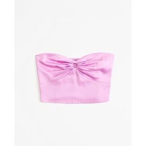 Abercrombie & Fitch Womens Strapless Satin Pink Ruched Back Tube Top Size Large